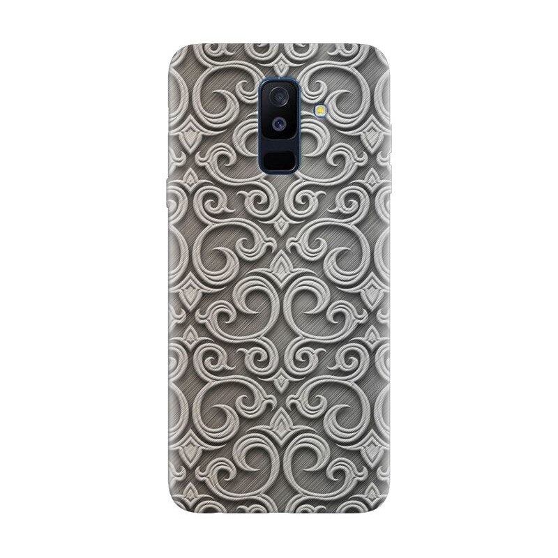Husa silicon pentru Samsung Galaxy A6 Plus 2018, Baroque Silver Pattern