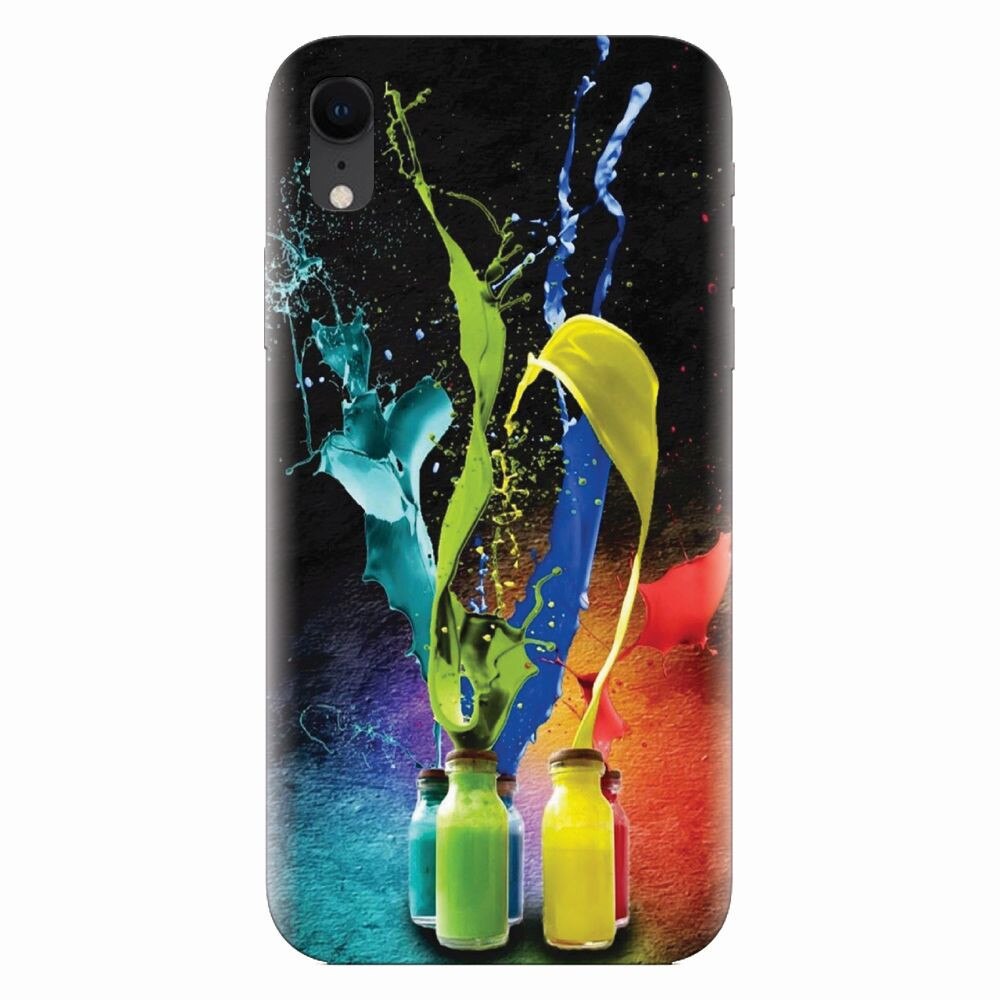 Husa silicon pentru Apple Iphone XR, Abstract Color Bottles Splash