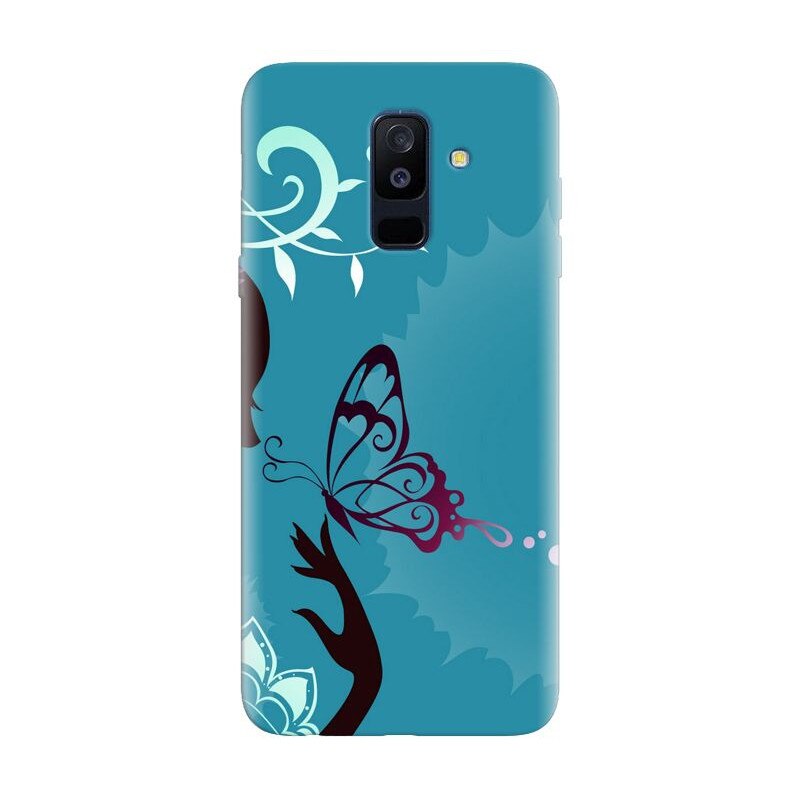 Husa silicon pentru Samsung Galaxy J8 2018, Blue Butterfly