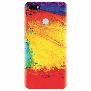 Husa silicon pentru Huawei Y6 Pro 2017, Colorful Dry Paint Strokes Texture Husa silicon pentru Huawei Y6 Pro 2017, Colorful Dry Paint Strokes Texture