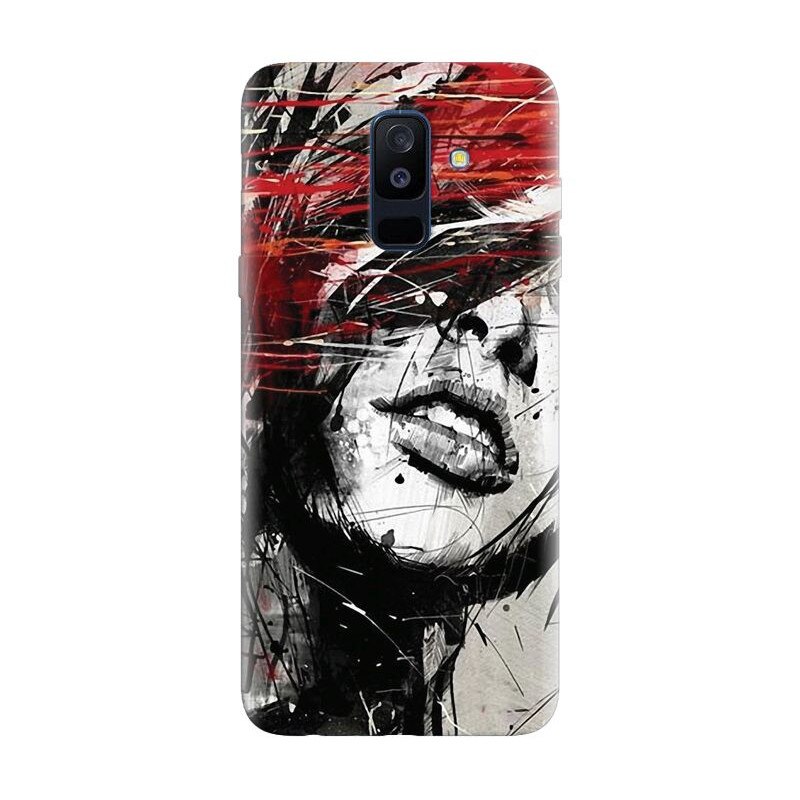 Husa silicon pentru Samsung Galaxy J8 2018, Byroglyphics Woman Drawing