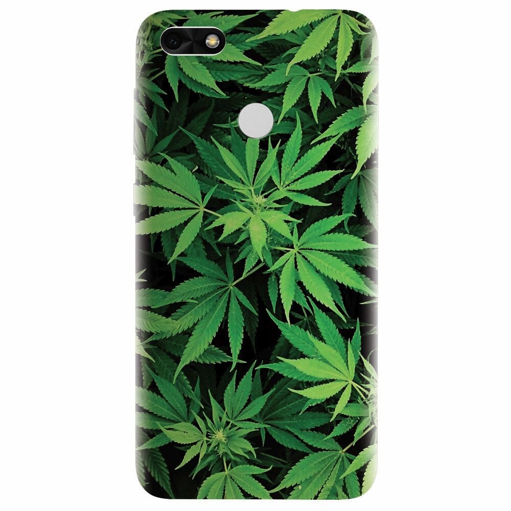 Husa silicon pentru Huawei Y6 Pro 2017, Green Leaf Pattern
