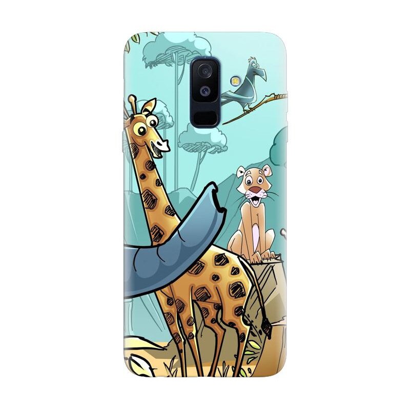 Husa silicon pentru Samsung Galaxy J8 2018, Children Drawings Elephants Giraffes Lions