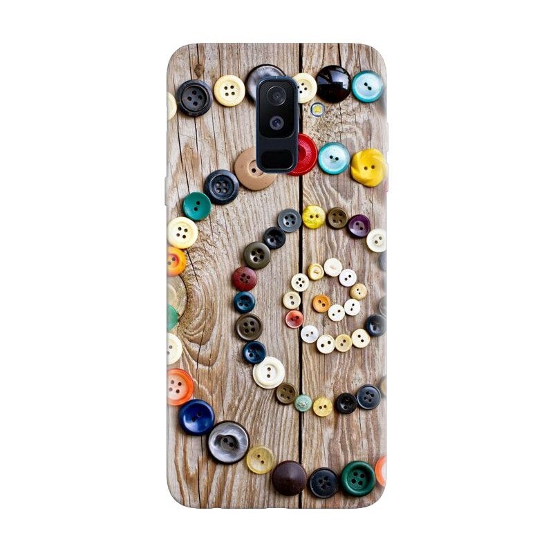 Husa silicon pentru Samsung Galaxy J8 2018, Colorful Buttons Spiral Wood Deck