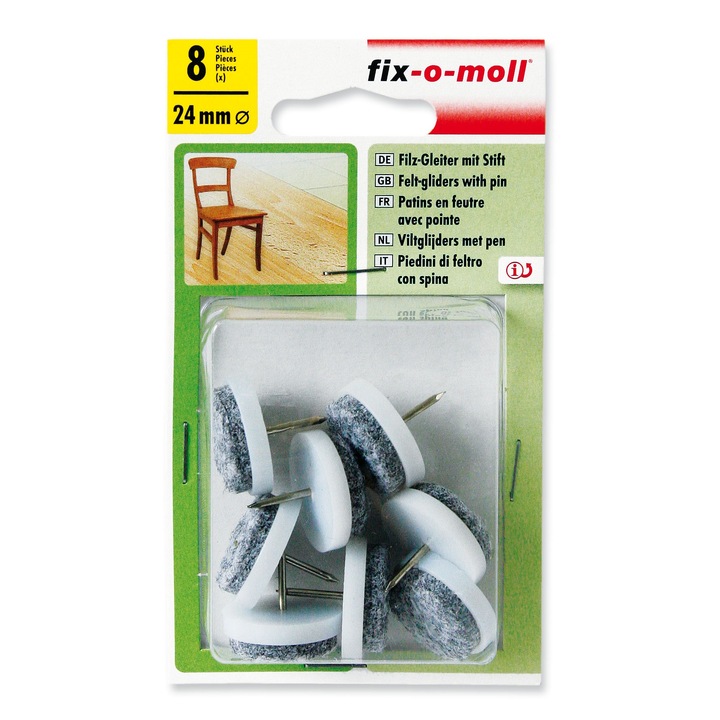 ABRABORO® FIX-O-MOLL szegezhető csúsztatófilc, fehér, D 24 mm, 8 db