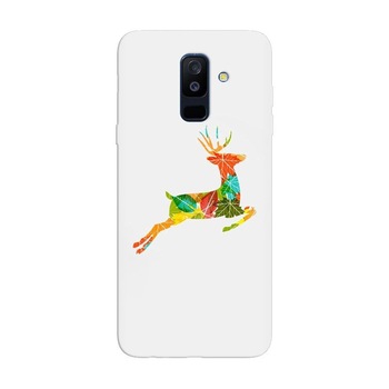 Husa silicon pentru Samsung Galaxy J8 Plus 2018, Colorful Reindeer Jump Illustration Husa silicon pentru Samsung Galaxy J8 Plus 2018, Colorful Reindeer Jump Illustration