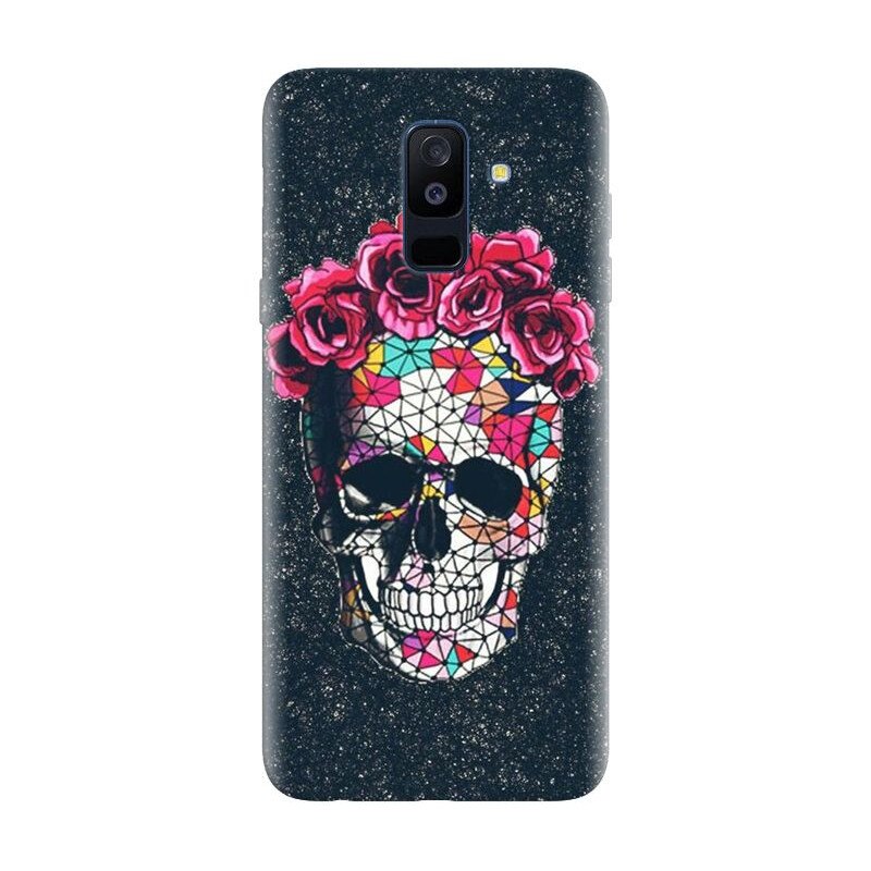 Husa silicon pentru Samsung Galaxy J8 2018, Colorful Skull Roses Space