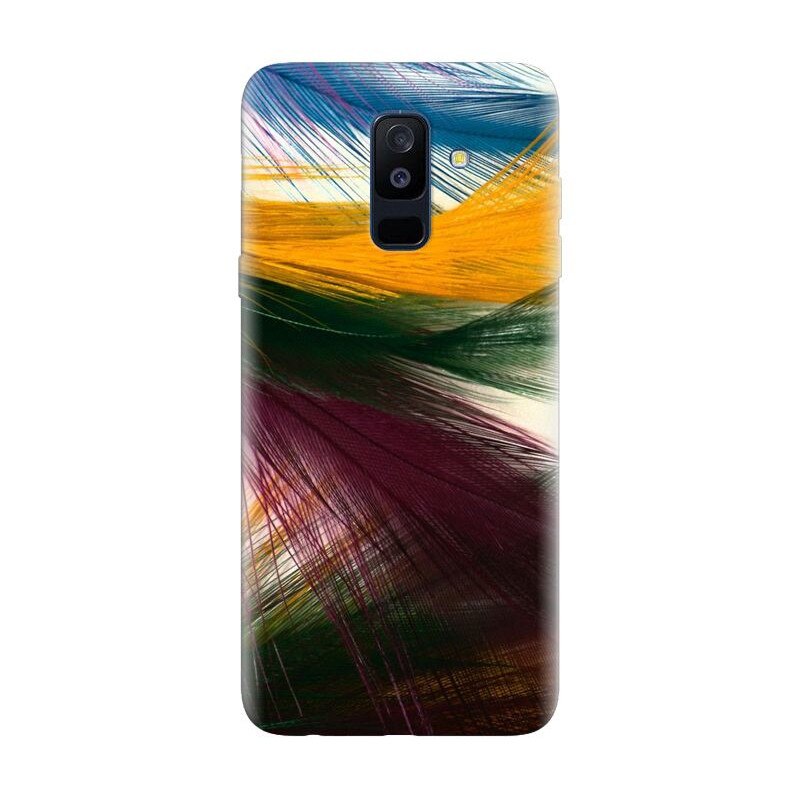 Husa silicon pentru Samsung Galaxy J8 2018, Colorful Peacock Feathers