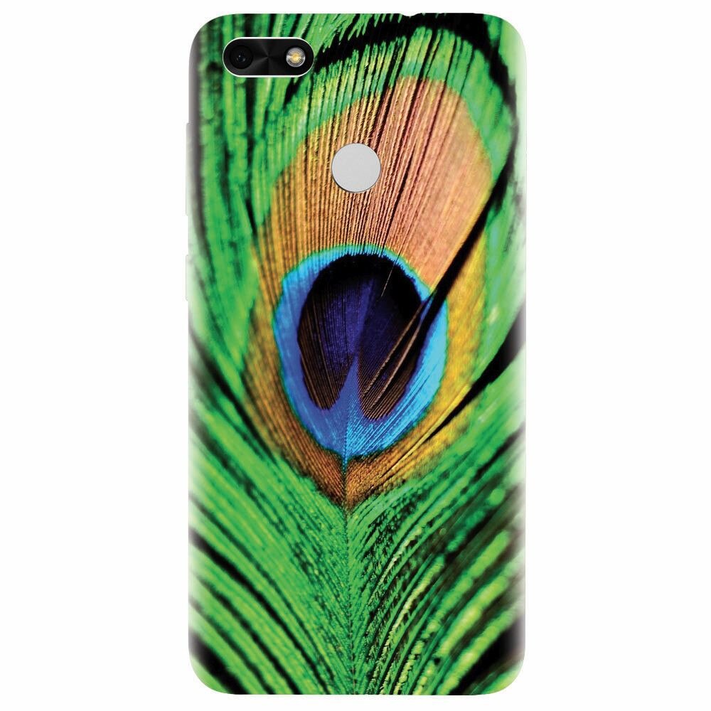 Husa silicon pentru Huawei P9 Lite mini, Peacock Feather Green Blue