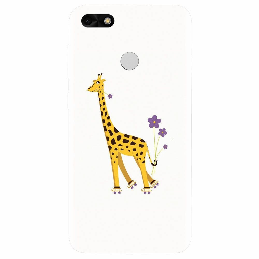 Husa silicon pentru Huawei Y6 Pro 2017, Rollerskating Girafe Illustration
