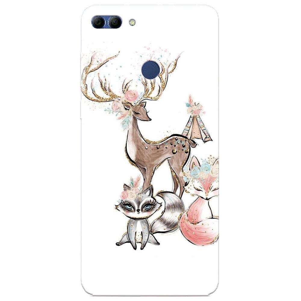 Husa silicon pentru Huawei Y9 2018, Foxs And Deer