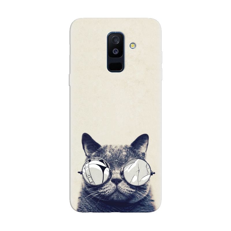 Husa silicon pentru Samsung Galaxy J8 Plus 2018, Cool Cat Glasses