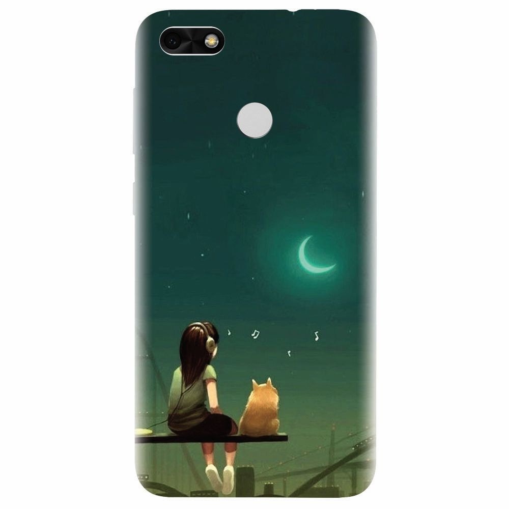 Husa silicon pentru Huawei P9 Lite mini, Cat And Girl