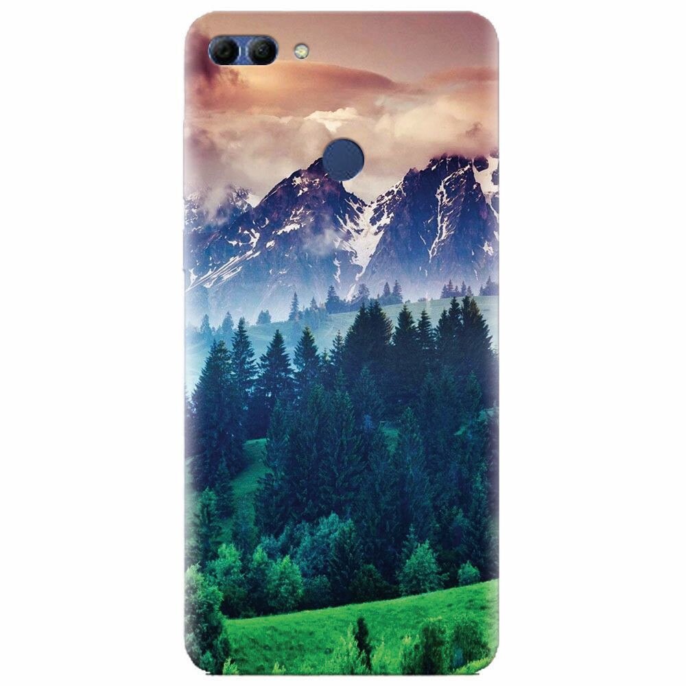 Husa silicon pentru Huawei Y9 2018, Forest Hills Snowy Mountains And Sunset Clouds