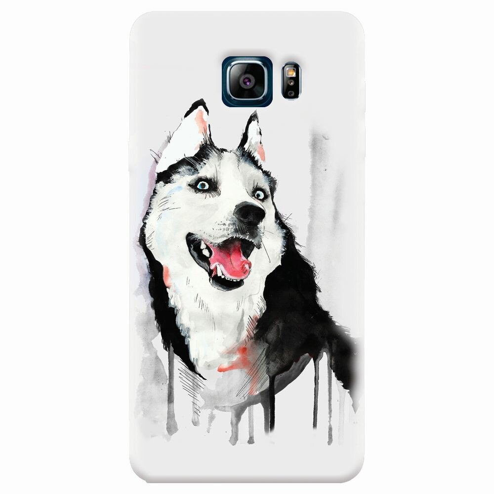 Husa silicon pentru Samsung Galaxy Note 5, Husky Dog Watercolor Illustration