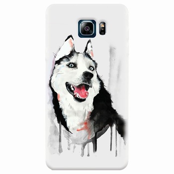 Husa silicon pentru Samsung Galaxy Note 5, Husky Dog Watercolor Illustration Husa silicon pentru Samsung Galaxy Note 5, Husky Dog Watercolor Illustration