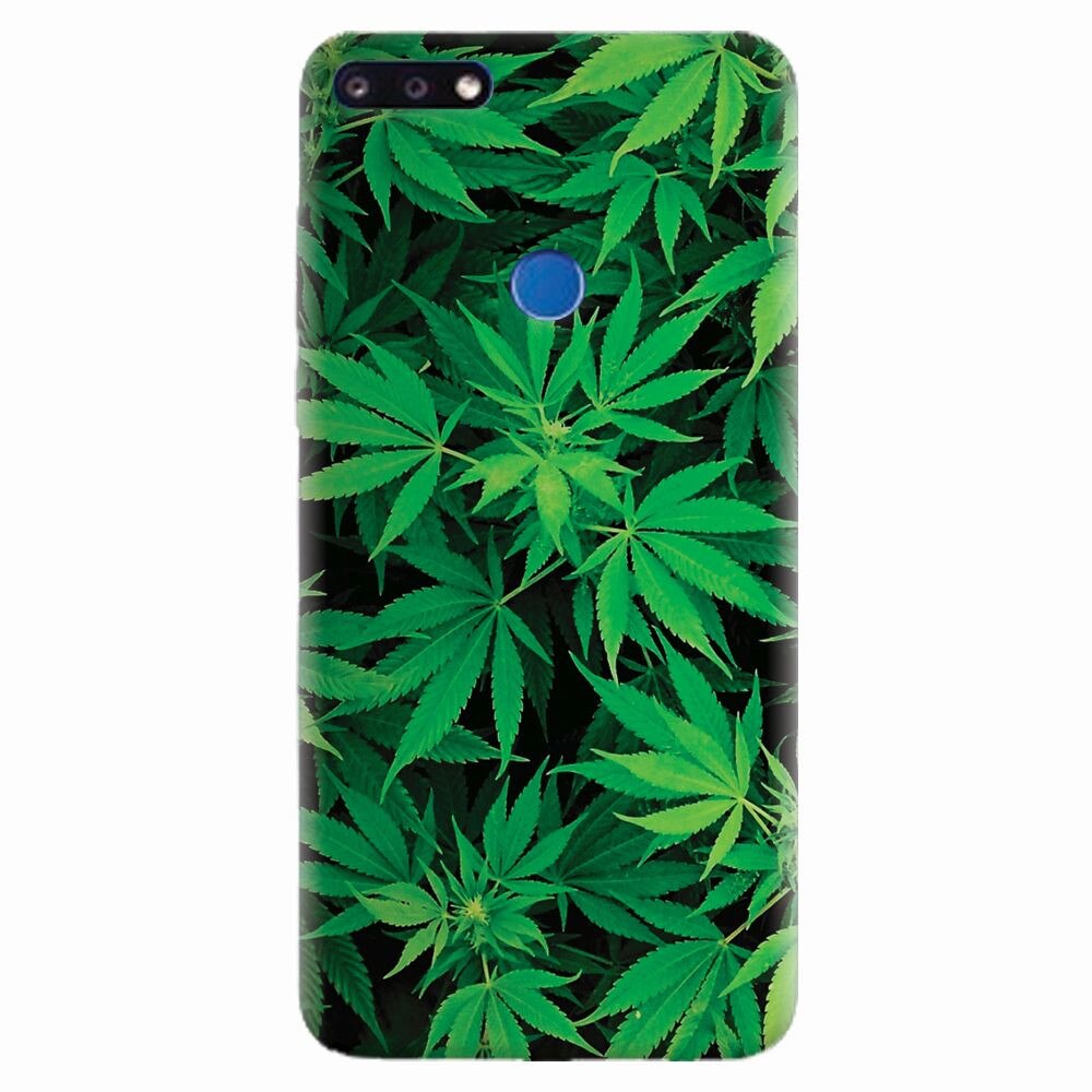 Husa silicon pentru Huawei Y7 Prime 2018, Green Leaf Pattern