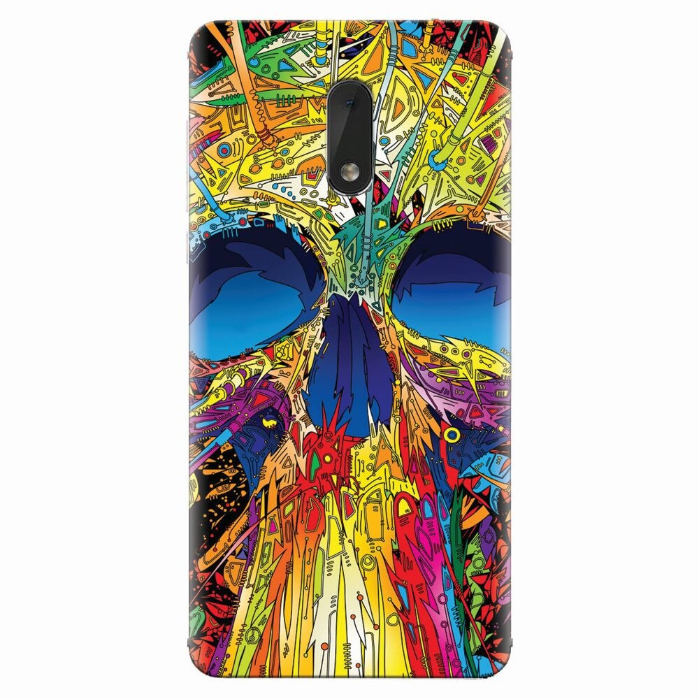 Husa silicon pentru Nokia 6, Abstract Multicolored Skull