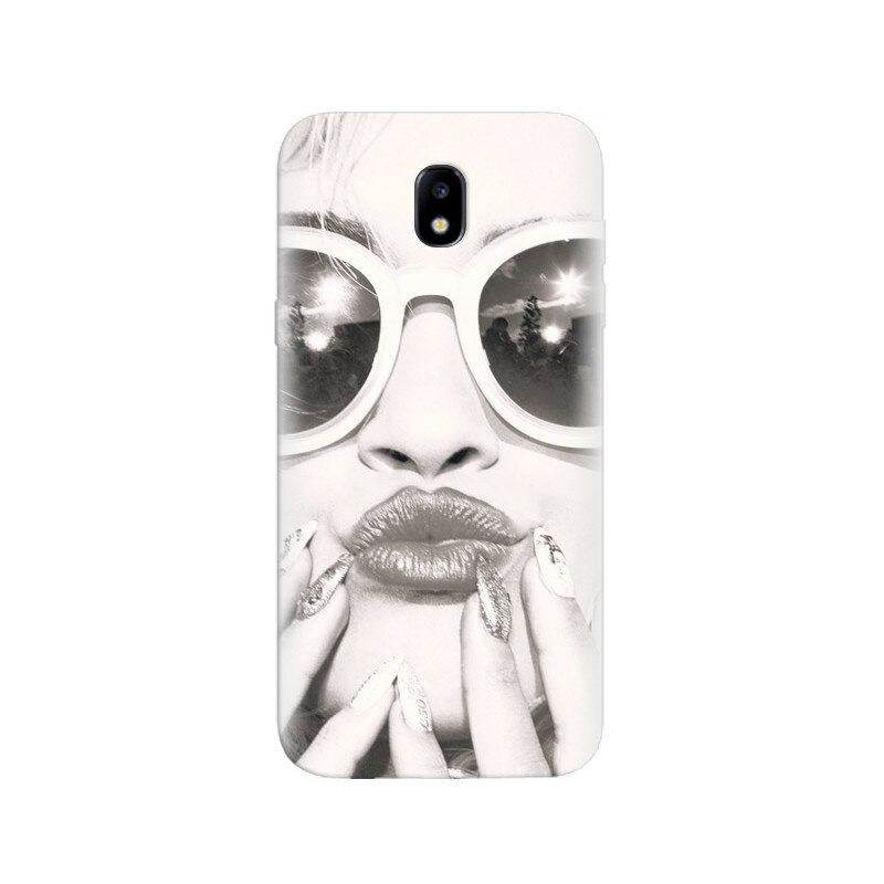 Husa Samsung J5 2017 Black And White Portrait Blonde Model In Fashion Sunglasses