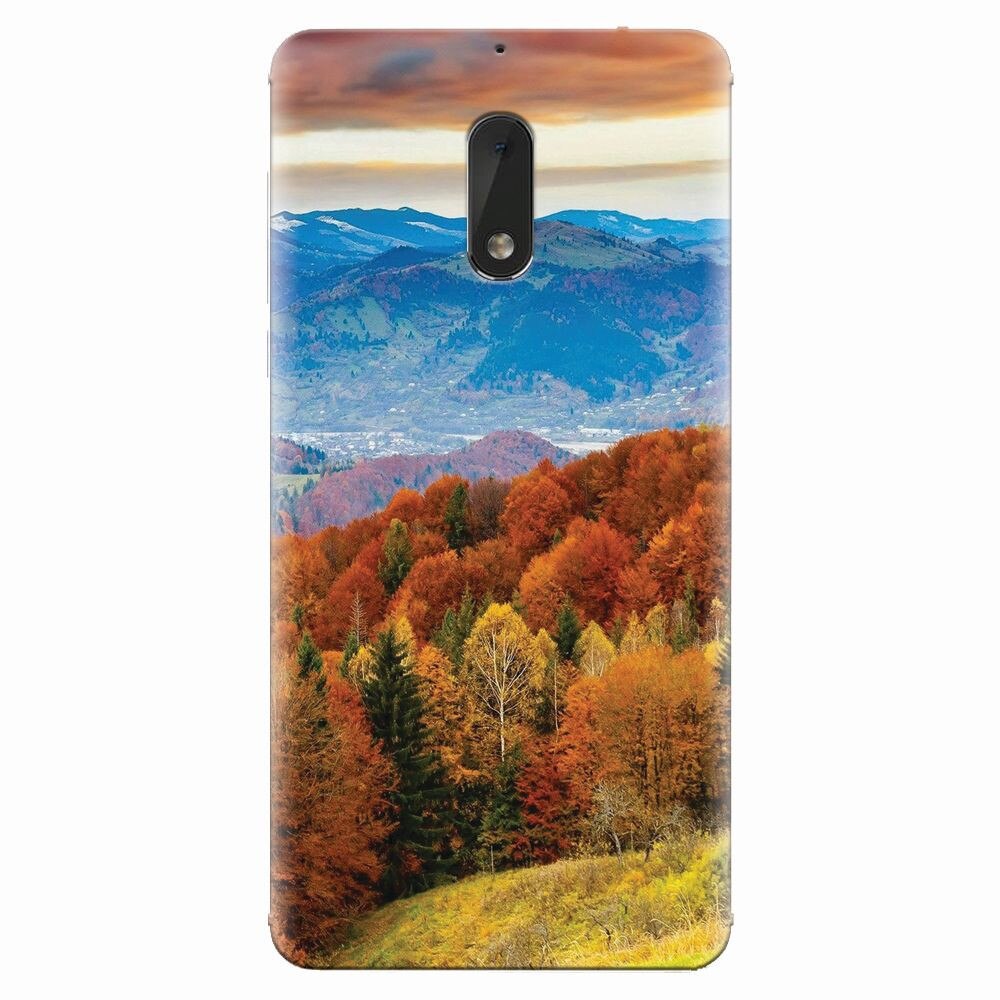Husa silicon pentru Nokia 6, Autumn Mountain Fall Rusty Forest Colours