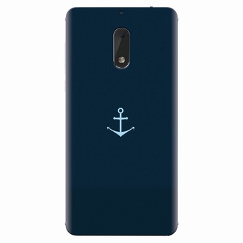 Husa silicon pentru Nokia 6, Blue Navy Anchor Illustration Flat Husa silicon pentru Nokia 6, Blue Navy Anchor Illustration Flat