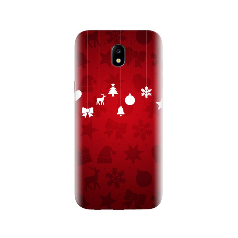 Husa Samsung J5 2017 Minimal Christmas Ornaments Red Background