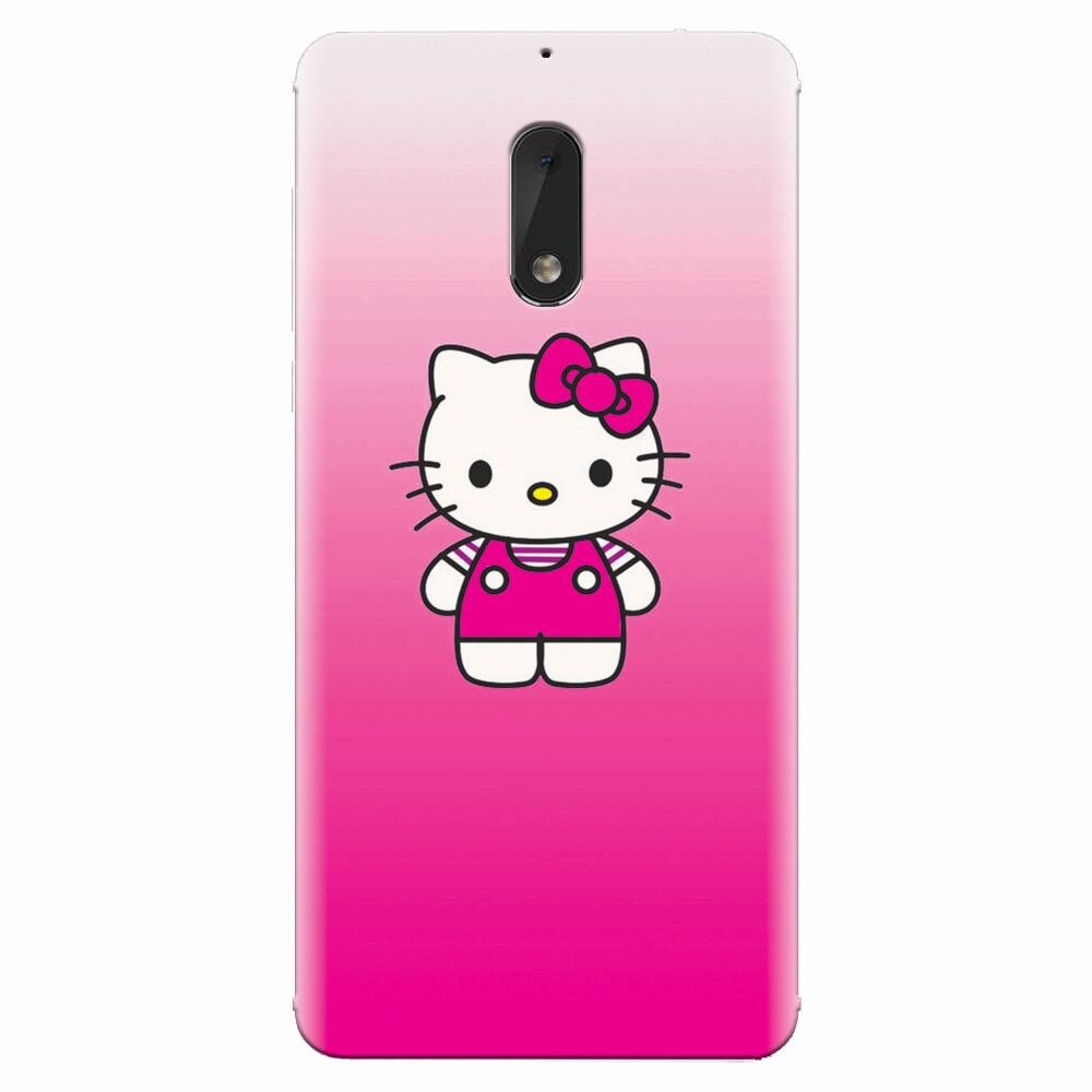 Husa silicon pentru Nokia 6, Cute Pink Catty