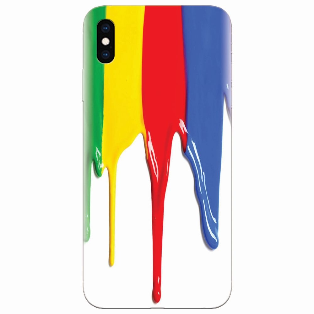 Husa silicon pentru Apple Iphone XS, Dripping Colorful Paint