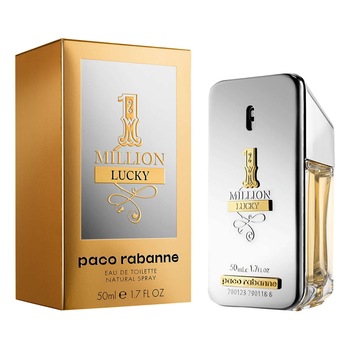 Apa de Toaleta Paco Rabanne, 1 Million Lucky, Barbati, 50 ml Apa de Toaleta Paco Rabanne, 1 Million Lucky, Barbati, 50 ml