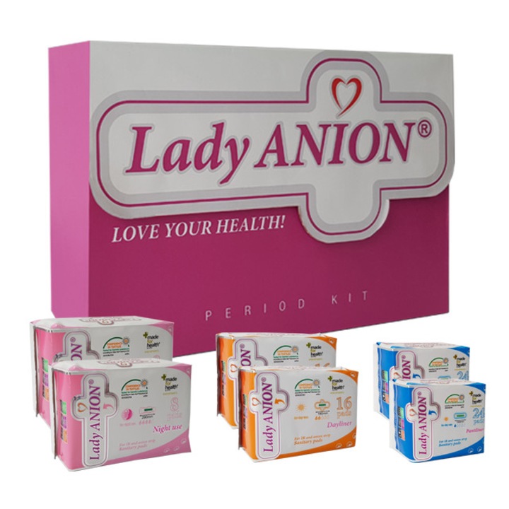 Set Absorbante Lady Anion Period Kit I, 6 pachete, 96 buc