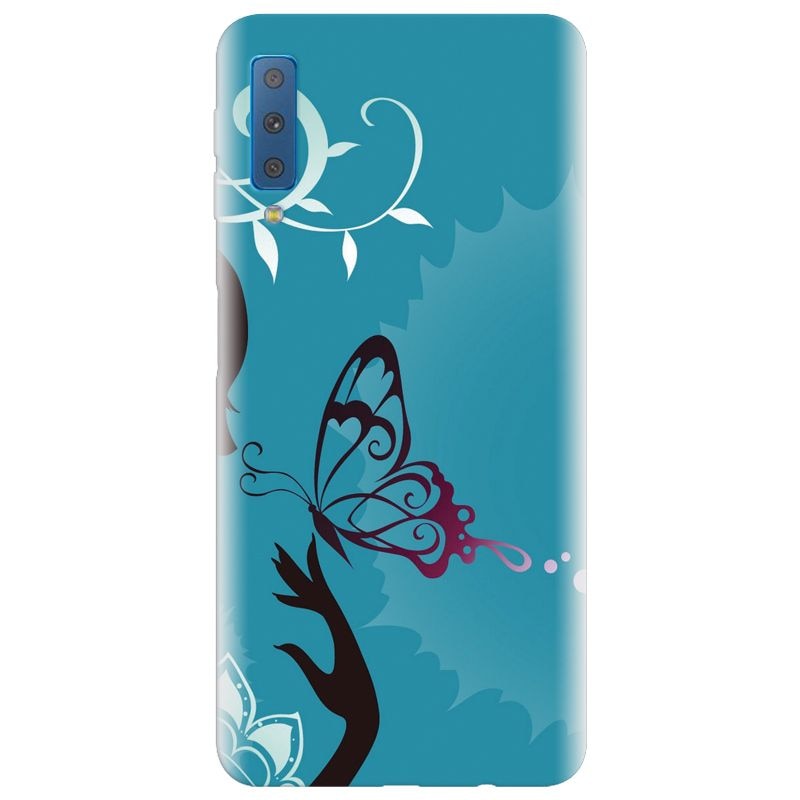 Husa silicon pentru Samsung Galaxy A7 2018, Blue Butterfly