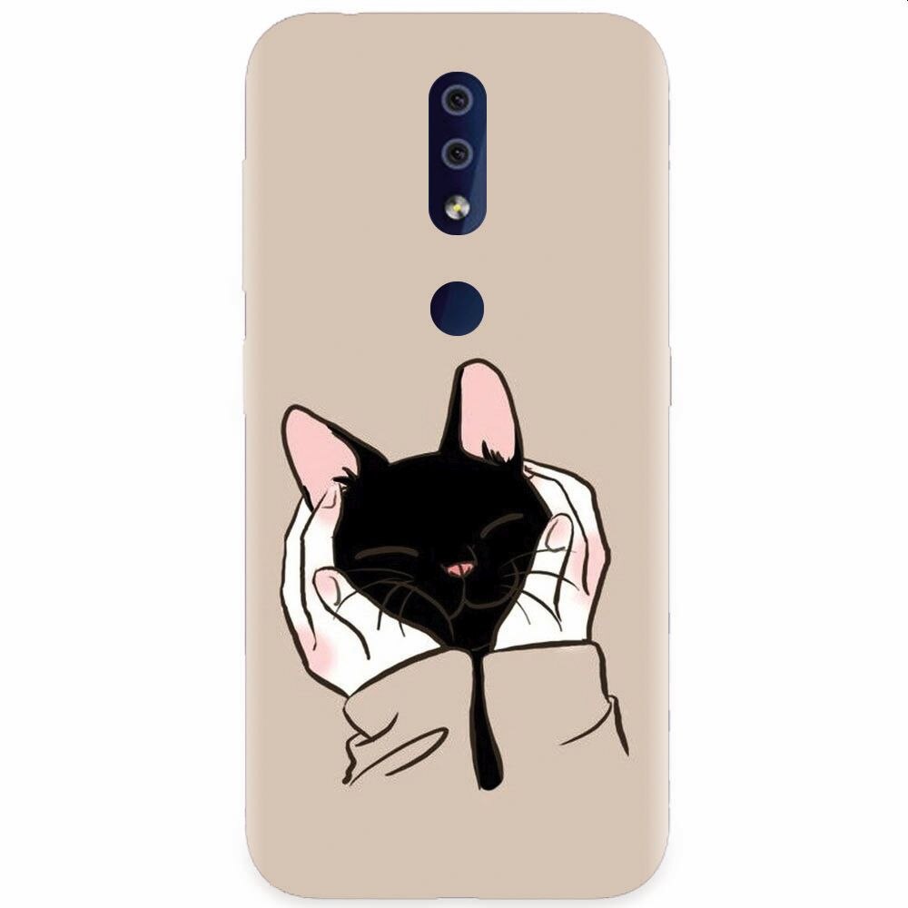 Husa silicon pentru Nokia 4.2, Th Black Cat In Hands