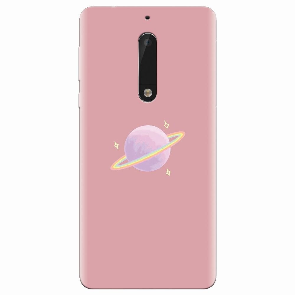 Husa silicon pentru Nokia 5, Saturn On Pink