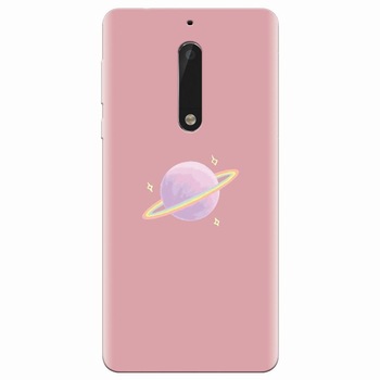 Husa silicon pentru Nokia 5, Saturn On Pink Husa silicon pentru Nokia 5, Saturn On Pink