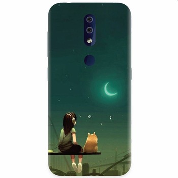 Husa silicon pentru Nokia 4.2, Cat And Girl Husa silicon pentru Nokia 4.2, Cat And Girl
