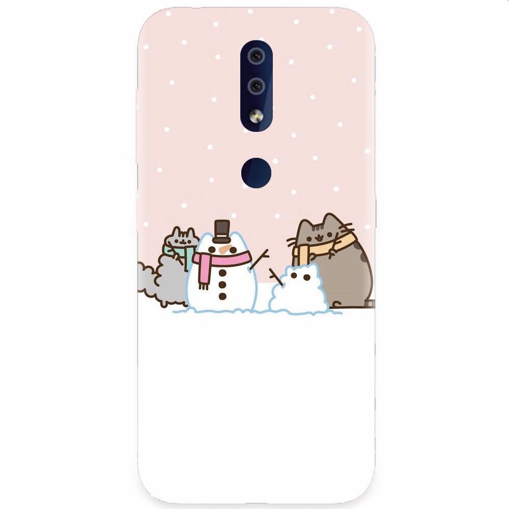 Husa silicon pentru Nokia 4.2, Cat And Snowman