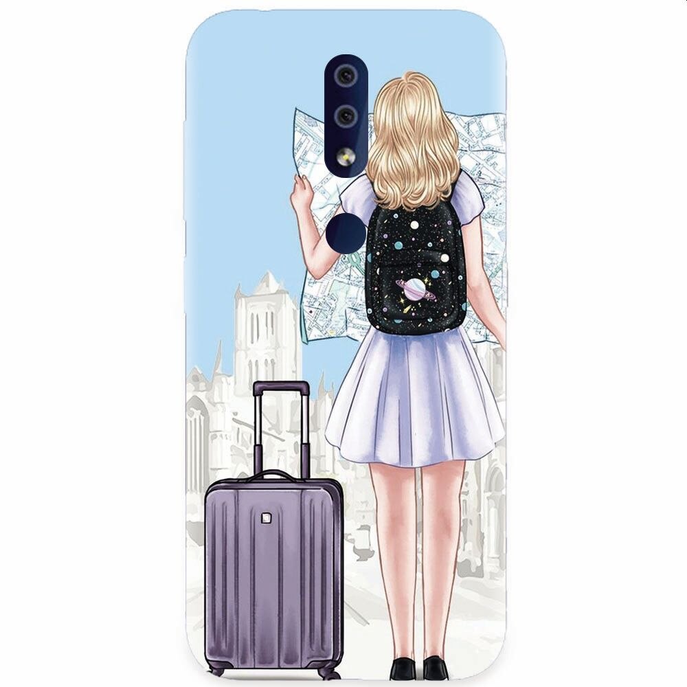 Husa silicon pentru Nokia 4.2, Travel Girl Searching On Map