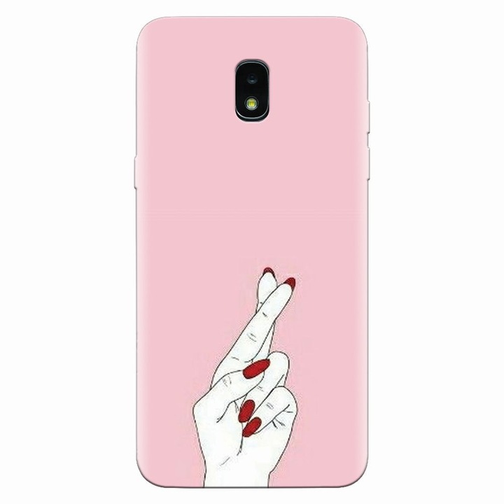 Силиконов калъф за Samsung Galaxy J3 2018, Pink Finger Cross