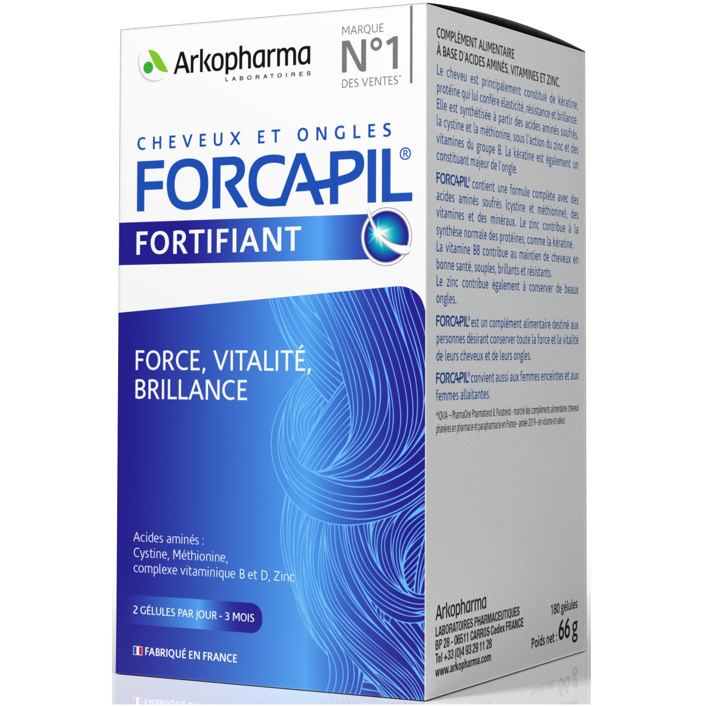 pitch Adaptive reins Forcapil par si unghii, 180 capsule, Arkopharma - eMAG.ro