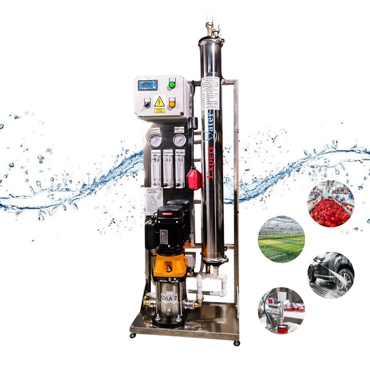 Sistem Osmoza Inversa EWRO-250, Ima Concept® 250 L/h apa demineralizata, Membrana osmotica ULP-4040, Functionare automata, Monitor conductivitate, Functie de recirculare apa, Osmoza inversa Spalatorie auto self- 3 piste, casa, pensiune, Otel inoxidabil