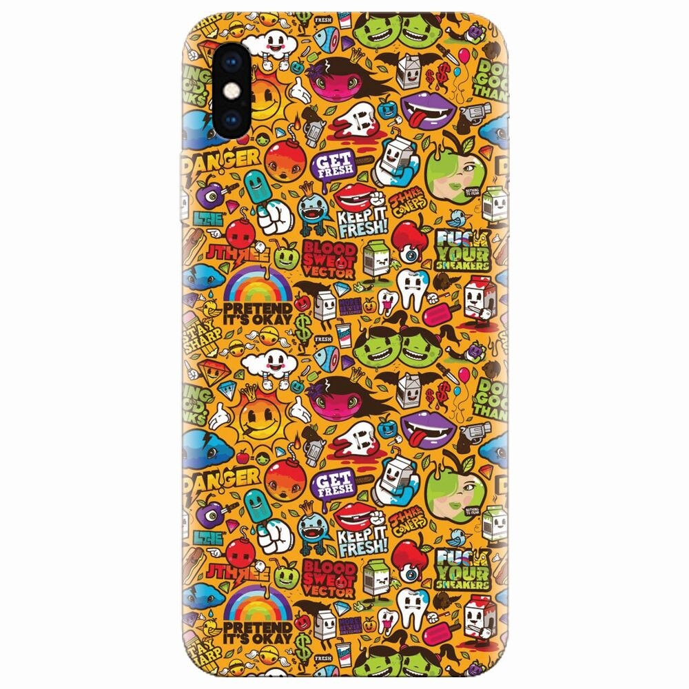 Husa silicon pentru Apple Iphone XS Max, Colorful Sticker Illustrations