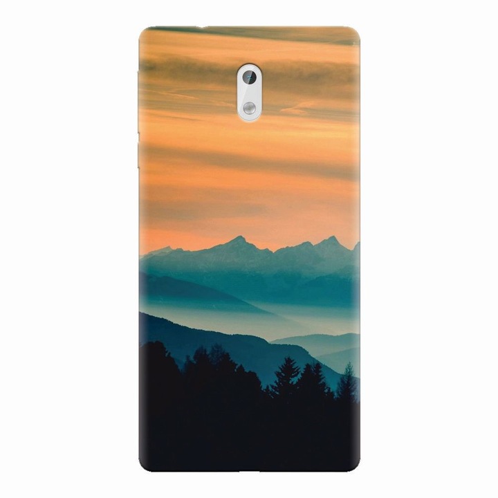 Силиконов кейс за Nokia 3, Blue Mountains Orange Clouds Sunset Landscape