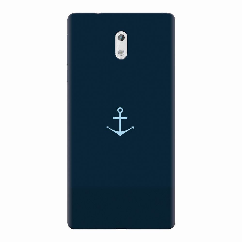 Husa silicon pentru Nokia 3, Blue Navy Anchor Illustration Flat