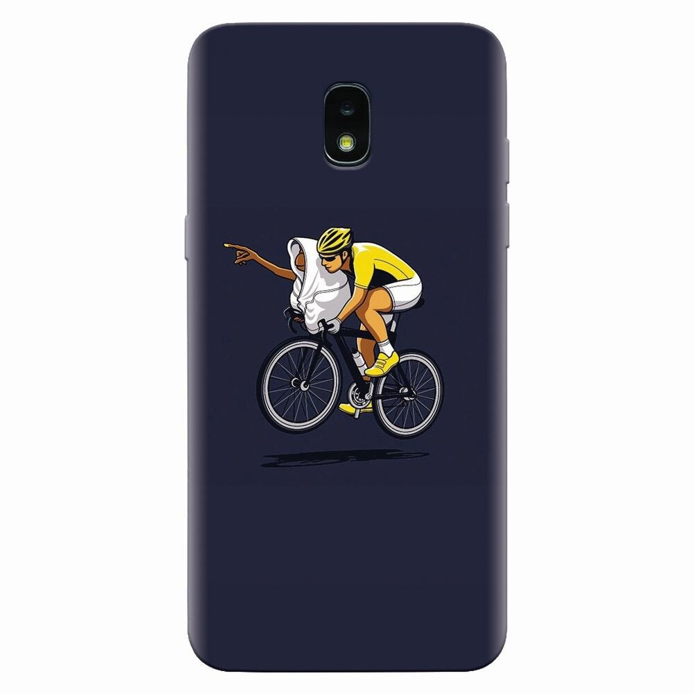Husa silicon pentru Samsung Galaxy J3 2018, ET Riding Bike Funny Illustration