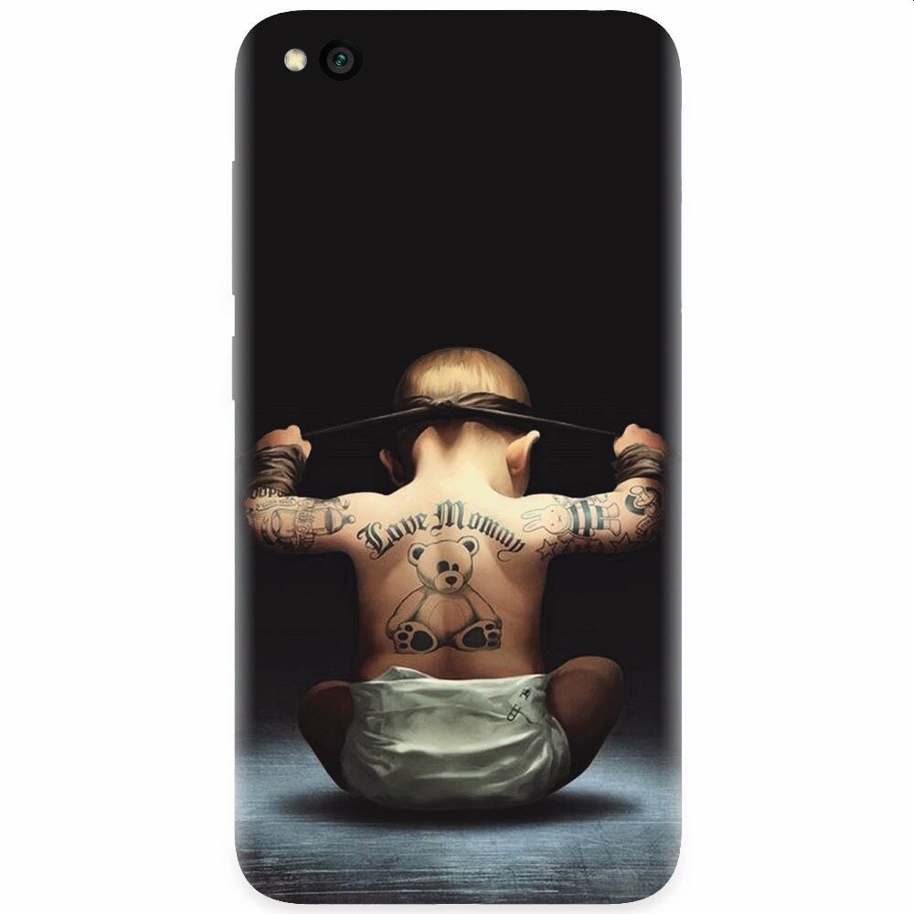 Husa silicon pentru Xiaomi Redmi Go, Body Builder Cute Baby Tattoo