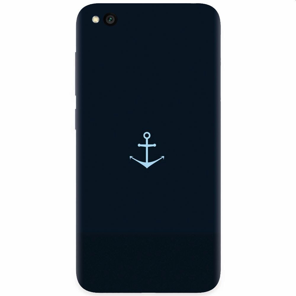 Husa silicon pentru Xiaomi Redmi Go, Blue Navy Anchor Illustration Flat