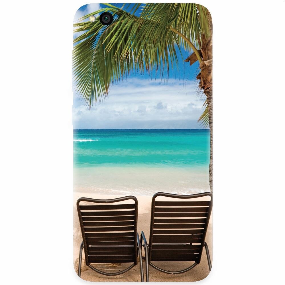 Husa silicon pentru Xiaomi Redmi Go, Beach Chairs Palm Tree Seaside
