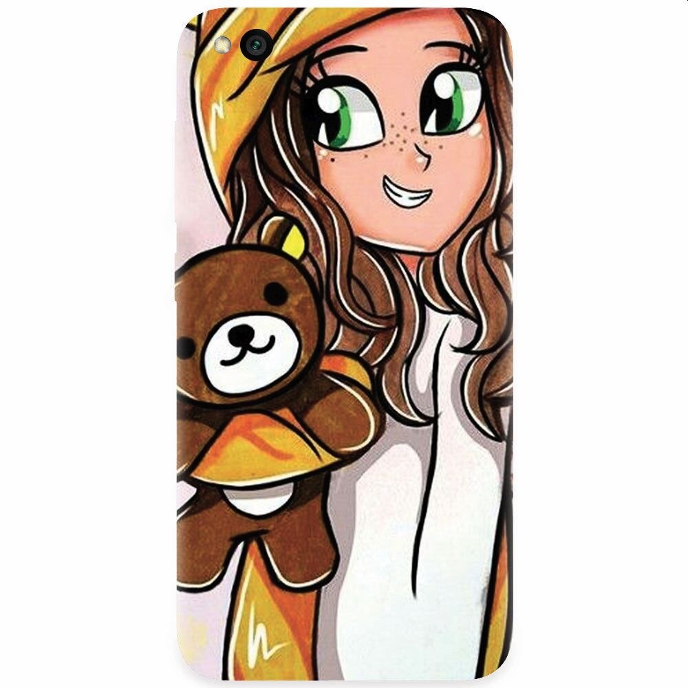 Husa silicon pentru Xiaomi Redmi Go, Girl With Little Bear