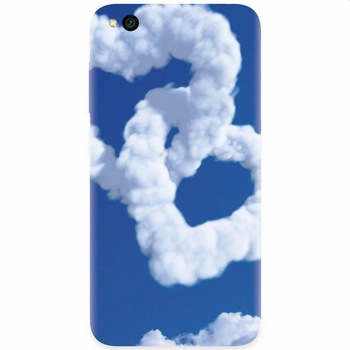 Husa silicon pentru Xiaomi Redmi Go, Heart Shaped Clouds Blue Sky Husa silicon pentru Xiaomi Redmi Go, Heart Shaped Clouds Blue Sky