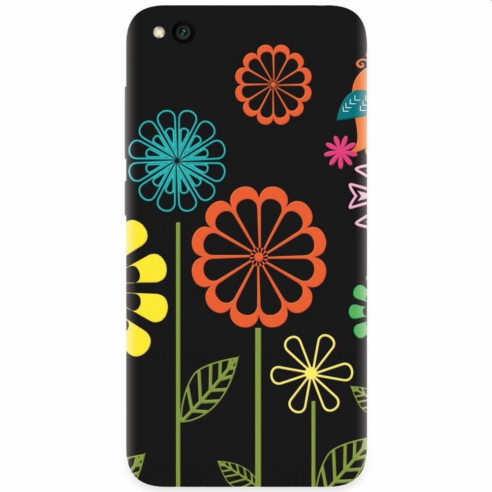Husa silicon pentru Xiaomi Redmi Go, Colorful Spring Birds Flowers Vectors
